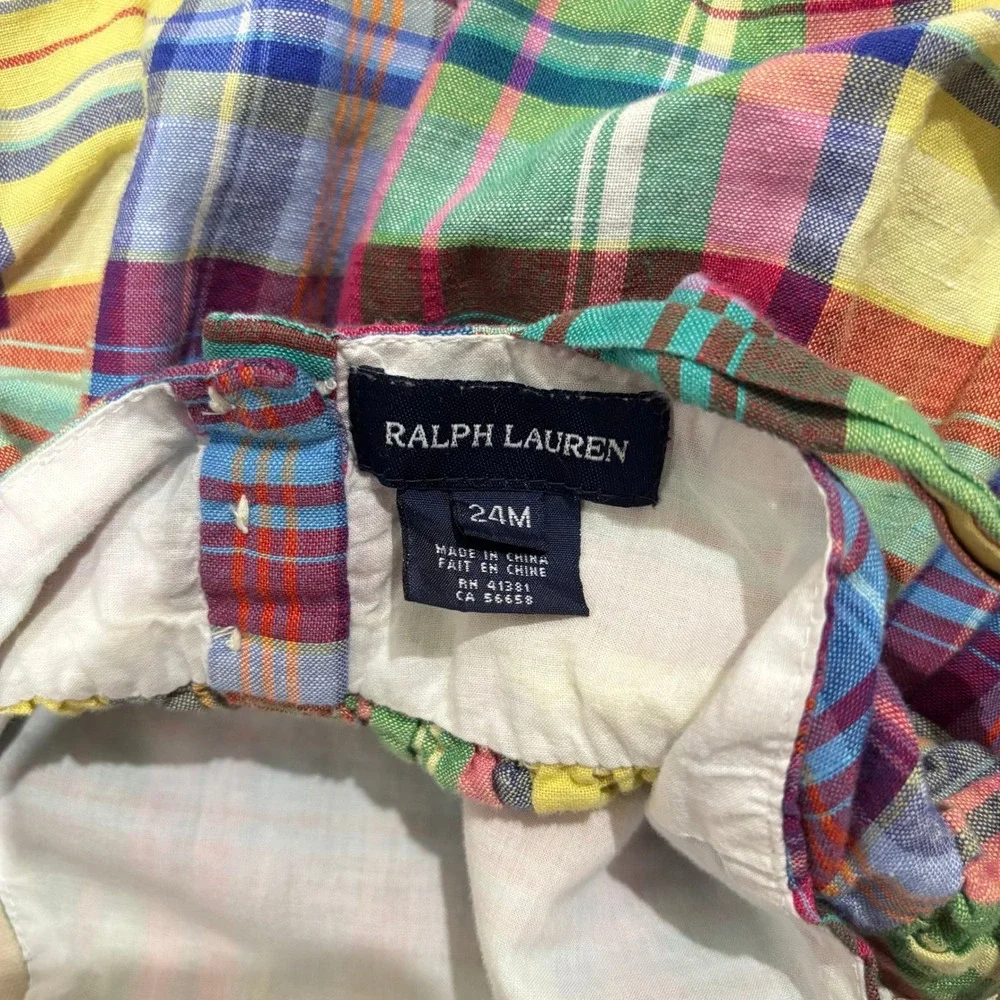 Ralph‎ Lauren Girls 24M Madras Plaid Ruffle Tiered Sundress Sleeveless